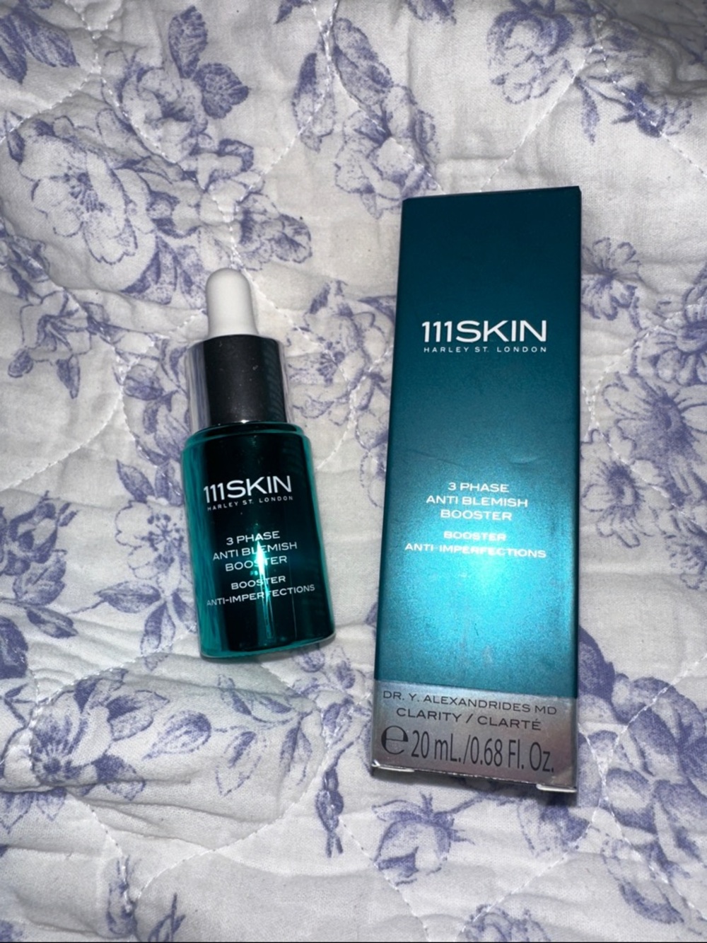 111SKIN 3 Phase Anti-Blemish Booster - teal and silver dropper bottle